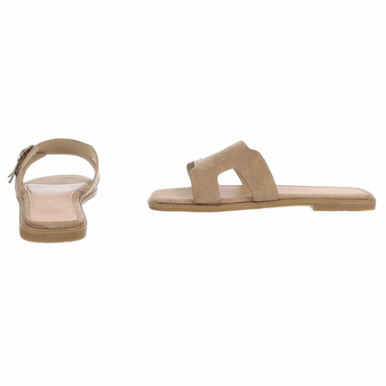 Damen Flache Sandalen - khaki