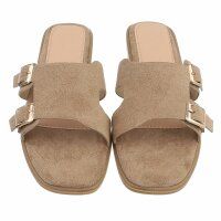 Damen Flache Sandalen - khaki