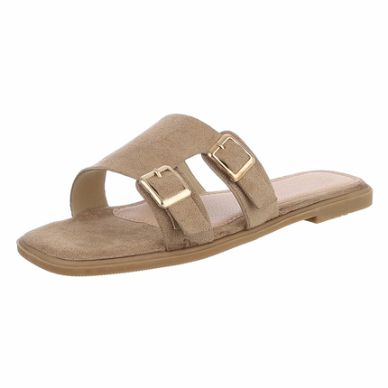 Damen Flache Sandalen - khaki Gr. 40