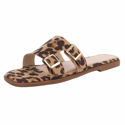 Damen Flache Sandalen - leopard Gr. 40