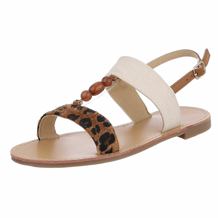 Damen Flache Sandalen - camelleopard