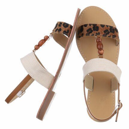 Damen Flache Sandalen - camelleopard