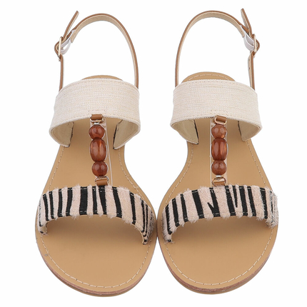 Damen Flache Sandalen - zebra