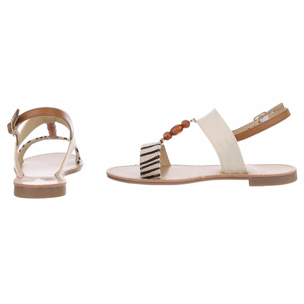 Damen Flache Sandalen - zebra