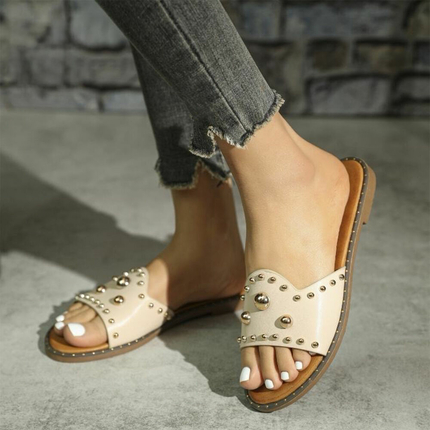 Damen Flache Sandalen - beige