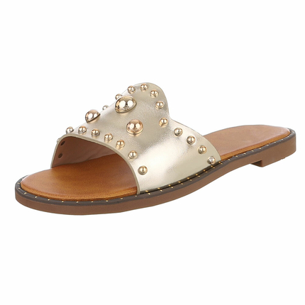 Damen Flache Sandalen - gold Gr. 39