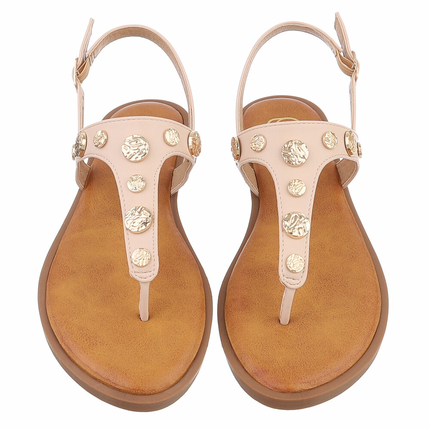 Damen Flache Sandalen - beige
