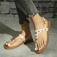 Damen Flache Sandalen - beige