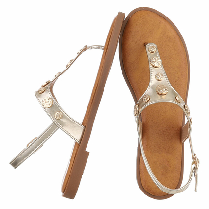 Damen Flache Sandalen - gold