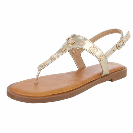 Damen Flache Sandalen - gold Gr. 40