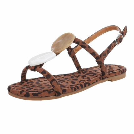 Damen Flache Sandalen - leopard Gr. 36