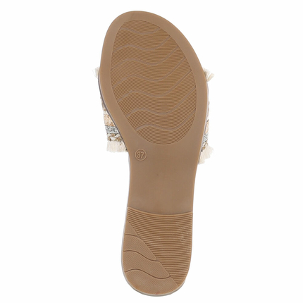 Damen Flache Sandalen - beige
