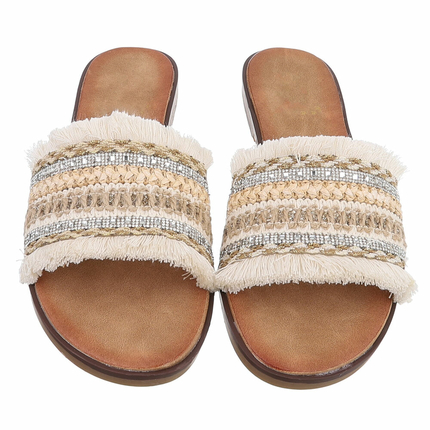 Damen Flache Sandalen - beige