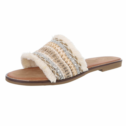 Damen Flache Sandalen - beige Gr. 39