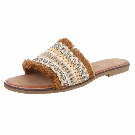 Damen Flache Sandalen - brown Gr. 39