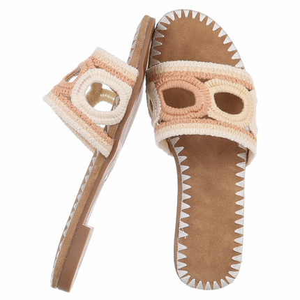 Damen Flache Sandalen - beige