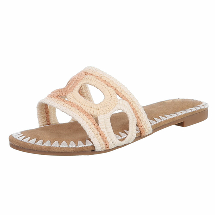 Damen Flache Sandalen - beige Gr. 41