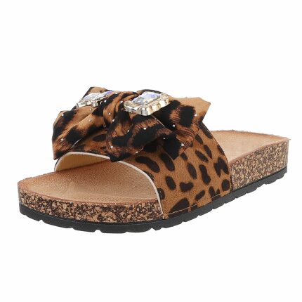 Damen Pantoletten - leopard - 12 Paar