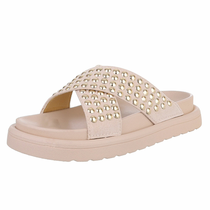 Damen Pantoletten - beige Gr. 41