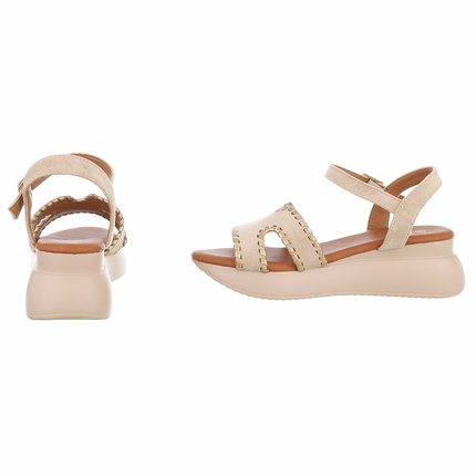 Damen Keilsandaletten - beige