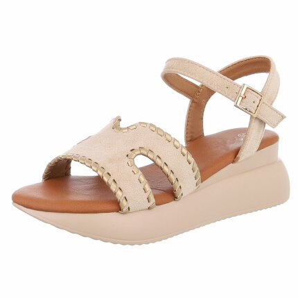 Damen Keilsandaletten - beige Gr. 40