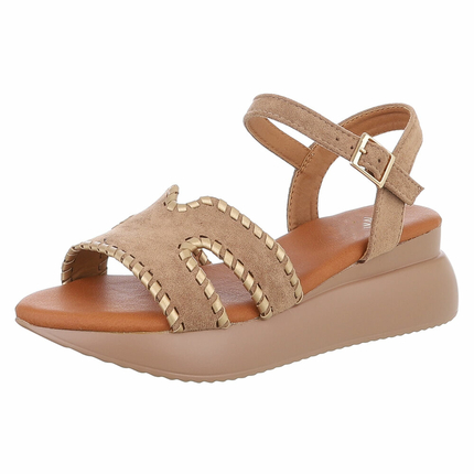 Damen Keilsandaletten - khaki - 12 Paar
