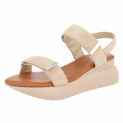 Damen Keilsandaletten - beige Gr. 39