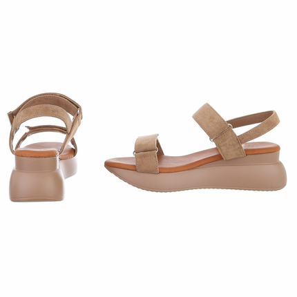 Damen Keilsandaletten - khaki