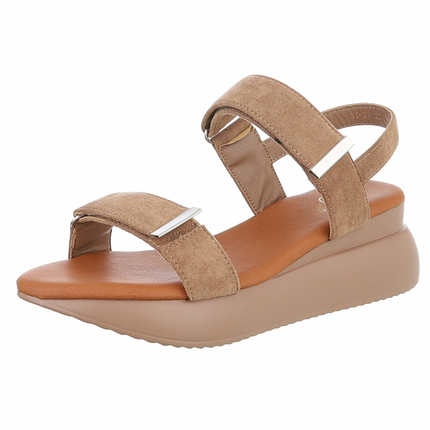 Damen Keilsandaletten - khaki - 12 Paar