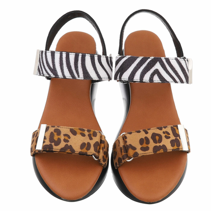 Damen Keilsandaletten - leopard