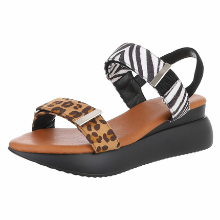 Damen Keilsandaletten - leopard Gr. 37