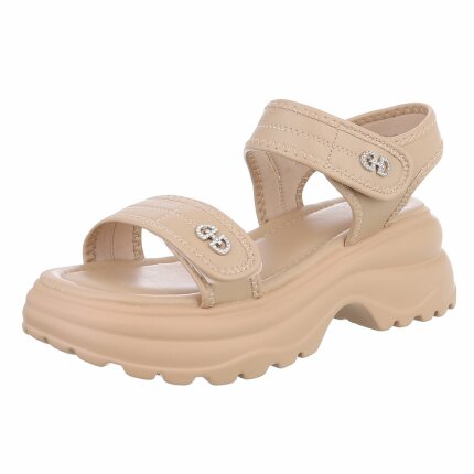 Damen Keilsandaletten - khaki - 12 Paar