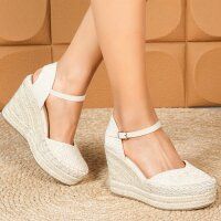 Damen Keilsandaletten - beige