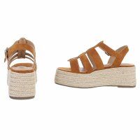 Damen Keilsandaletten - camel