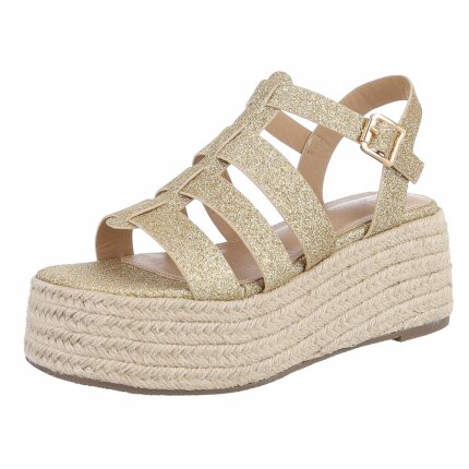 Damen Keilsandaletten - gold Gr. 38
