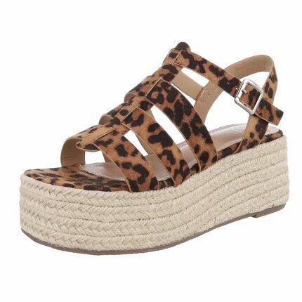 Damen Keilsandaletten - leopard Gr. 36