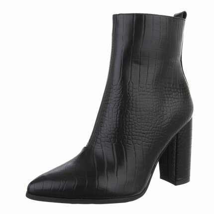 Damen High-Heel Stiefeletten - blackcroc Gr. 37