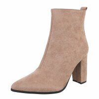 Damen High-Heel Stiefeletten - nudesuede