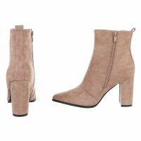 Damen High-Heel Stiefeletten - nudesuede
