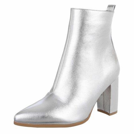 Damen High-Heel Stiefeletten - silver