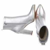 Damen High-Heel Stiefeletten - silver