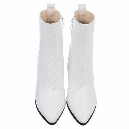 Damen High-Heel Stiefeletten - whitecroc