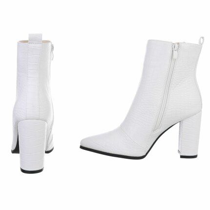 Damen High-Heel Stiefeletten - whitecroc
