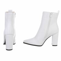 Damen High-Heel Stiefeletten - whitecroc