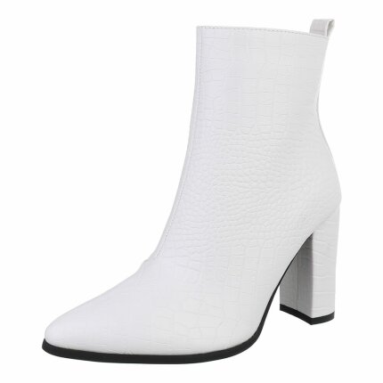 Damen High-Heel Stiefeletten - whitecroc Gr. 36