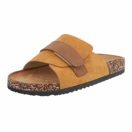 Damen Pantoletten - camel - 12 Paar
