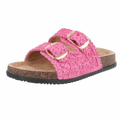 Damen Pantoletten - fuchsia - 12 Paar