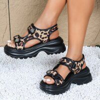 Damen Keilsandaletten - leopard