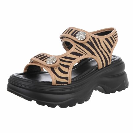 Damen Keilsandaletten - zebra Gr. 38