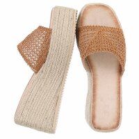 Damen Keilsandaletten - camel